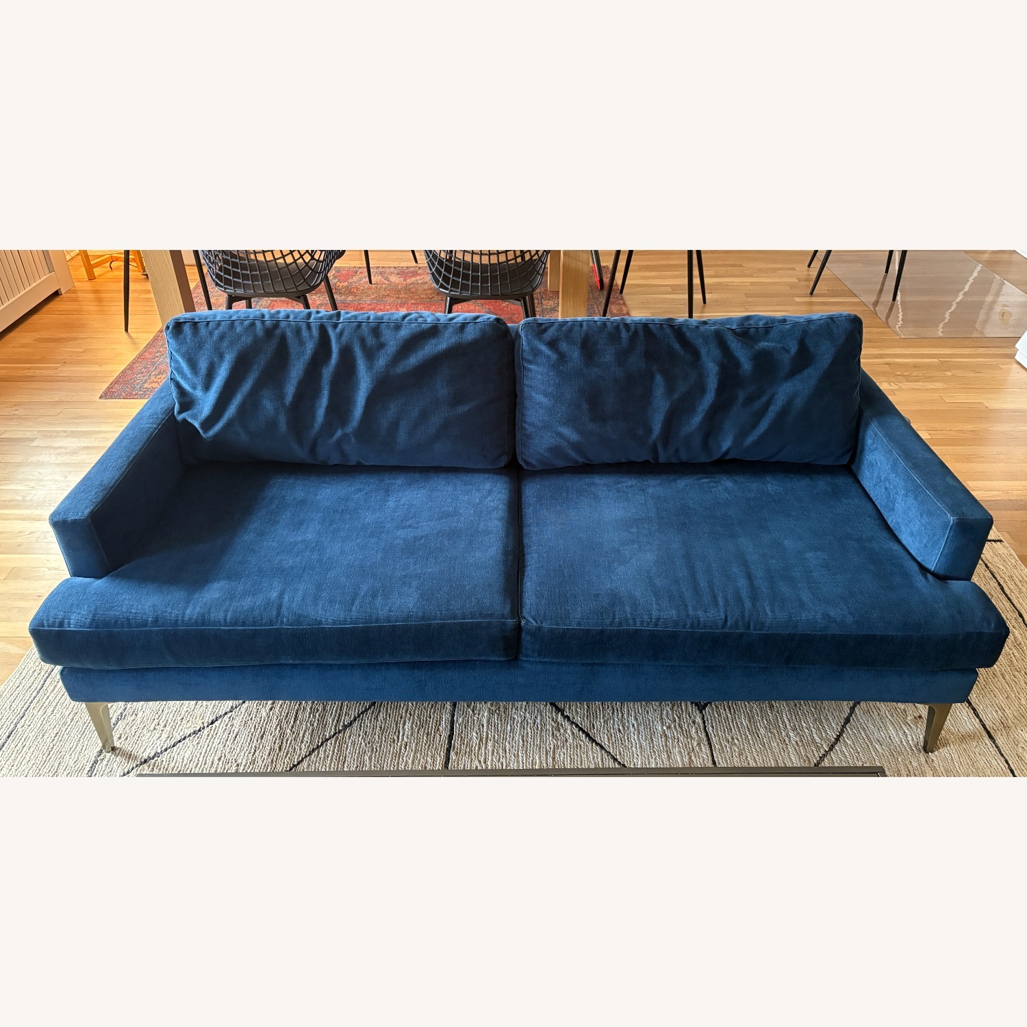 West Elm Andes Multi Seat Sofa in Ink Blue Velvet - image-8