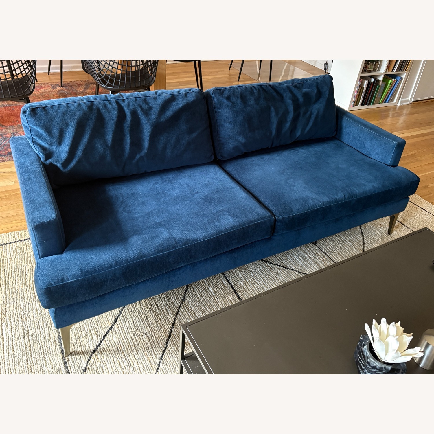West Elm Andes Multi Seat Sofa in Ink Blue Velvet - image-2
