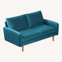 Mercers Furniture Blue Velvet Loveseat