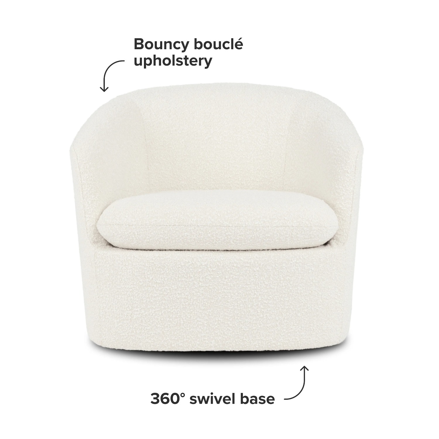Article Turoy 32.5" Swivel Lounge Chair - Ivory Bouclé - image-2