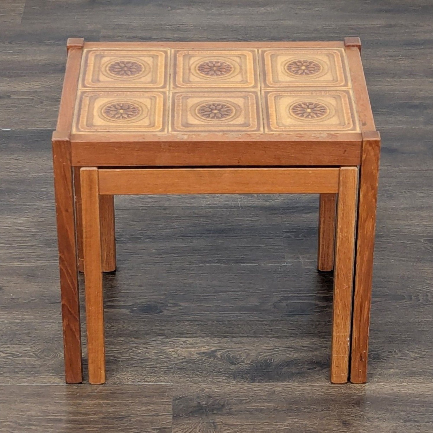 Vintage Mid-Century Tile Top Nesting Tables	 - image-3