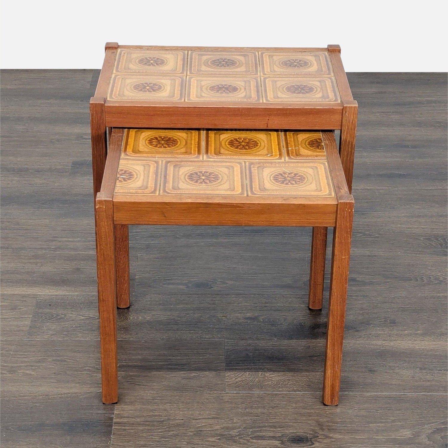 Vintage Mid-Century Tile Top Nesting Tables	 - image-5