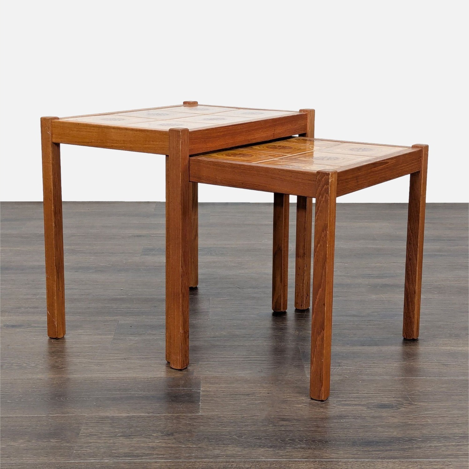 Vintage Mid-Century Tile Top Nesting Tables	 - image-6