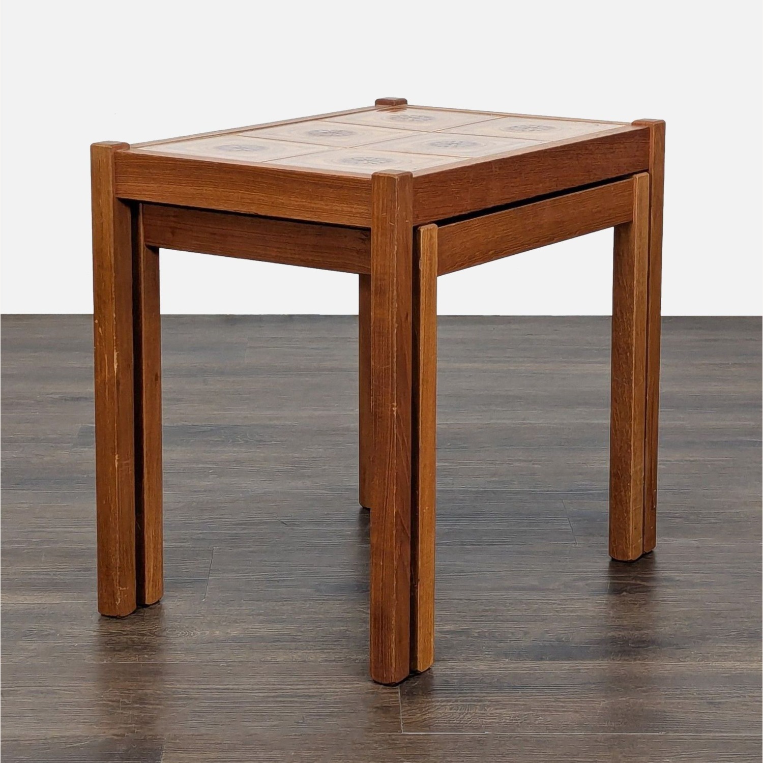 Vintage Mid-Century Tile Top Nesting Tables	 - image-13