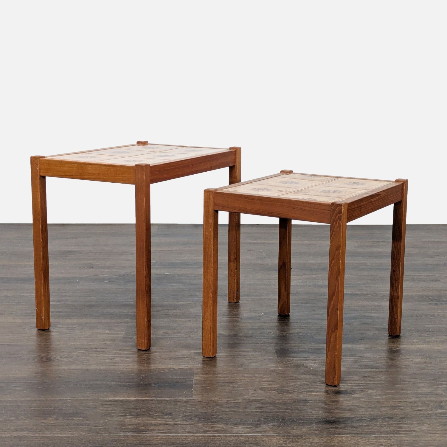 Vintage Mid-Century Tile Top Nesting Tables	 - image-7