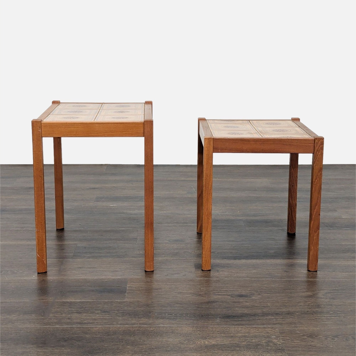 Vintage Mid-Century Tile Top Nesting Tables	 - image-8