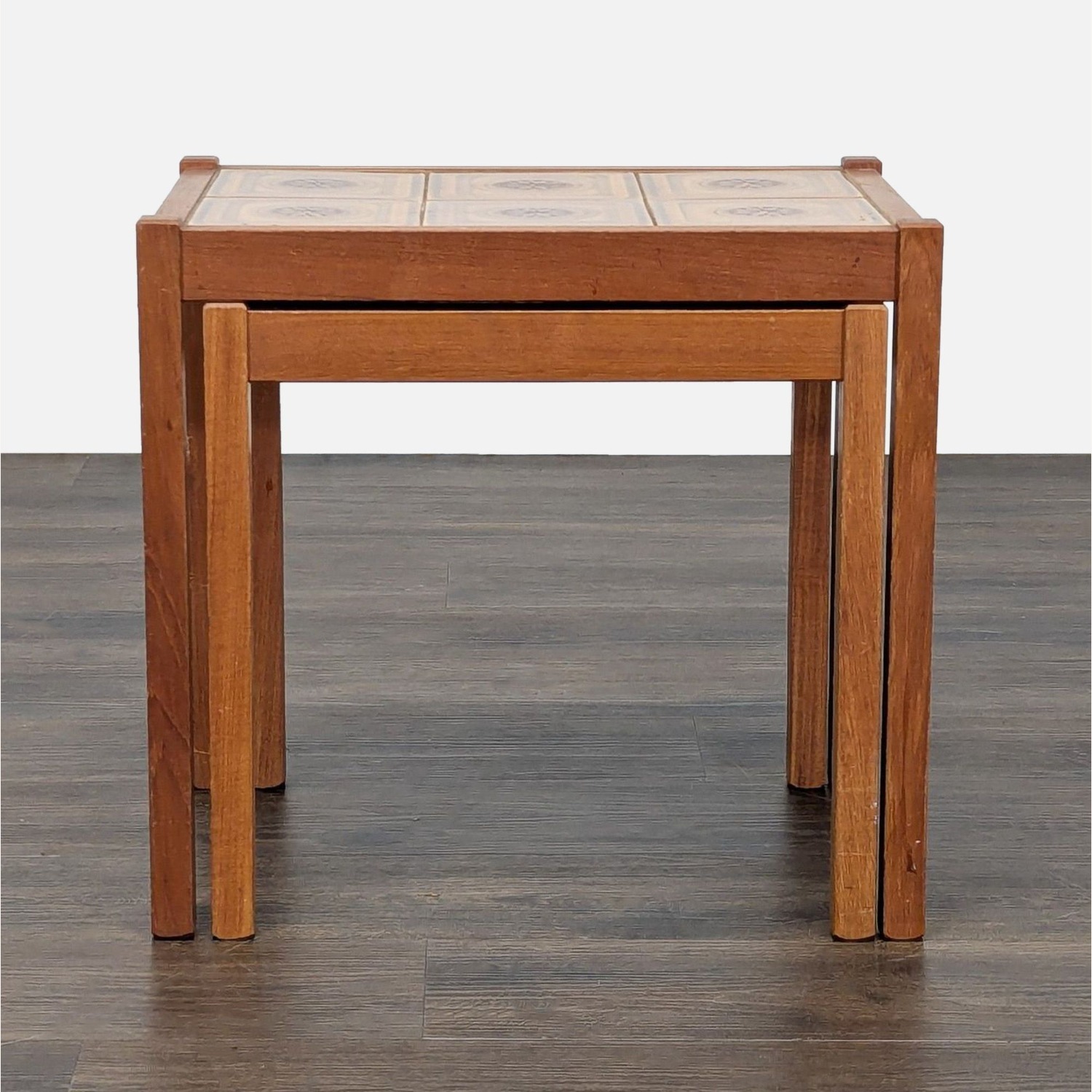 Vintage Mid-Century Tile Top Nesting Tables	 - image-2