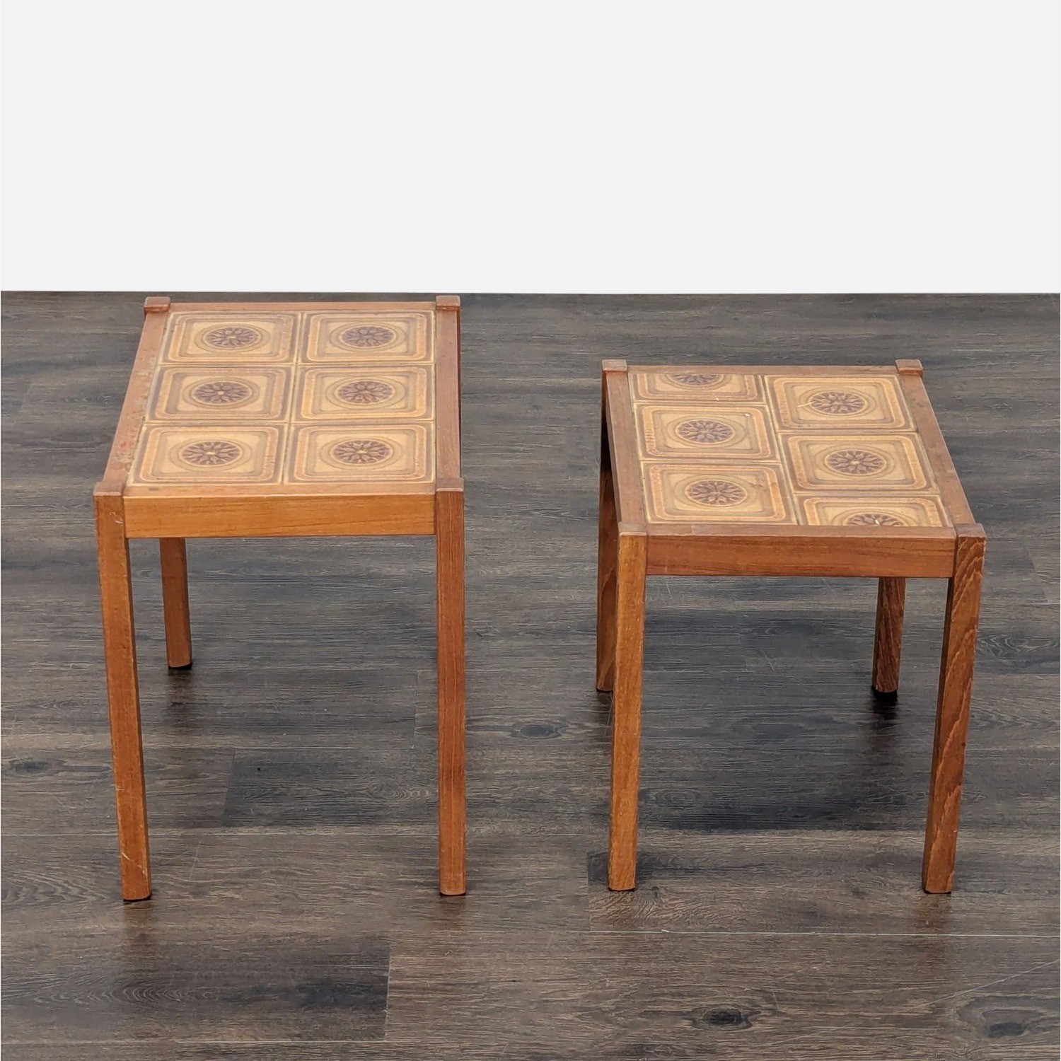 Vintage Mid-Century Tile Top Nesting Tables	 - image-9
