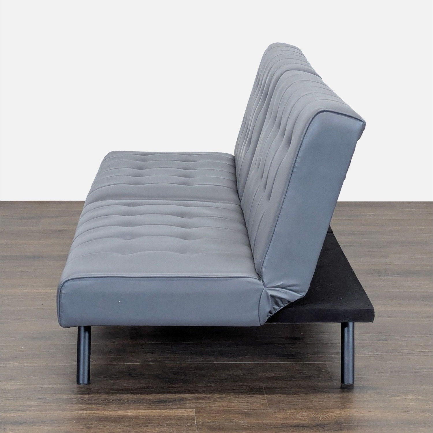 Modern Gray Faux Leather Sleeper Sofa - image-8