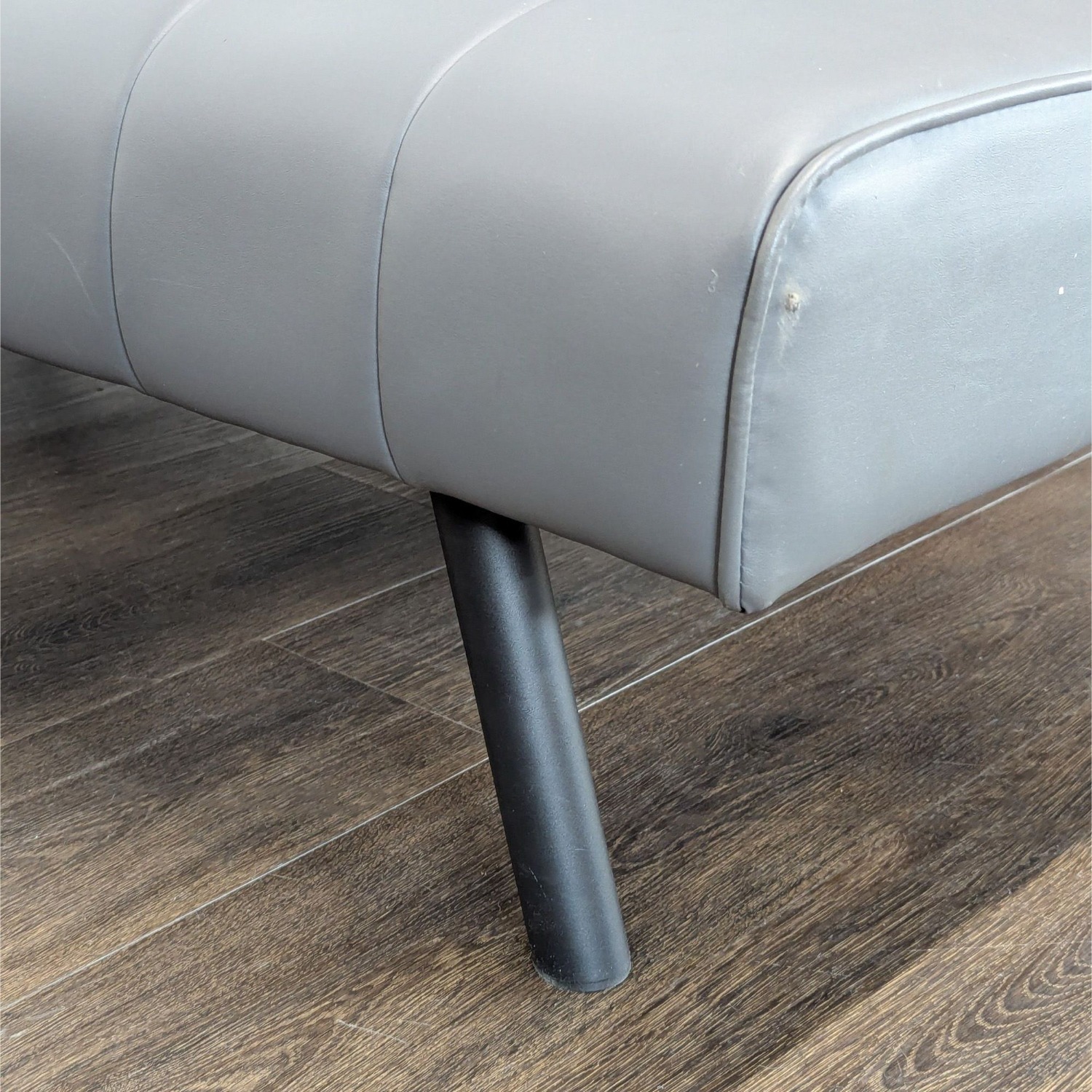 Modern Gray Faux Leather Sleeper Sofa - image-9