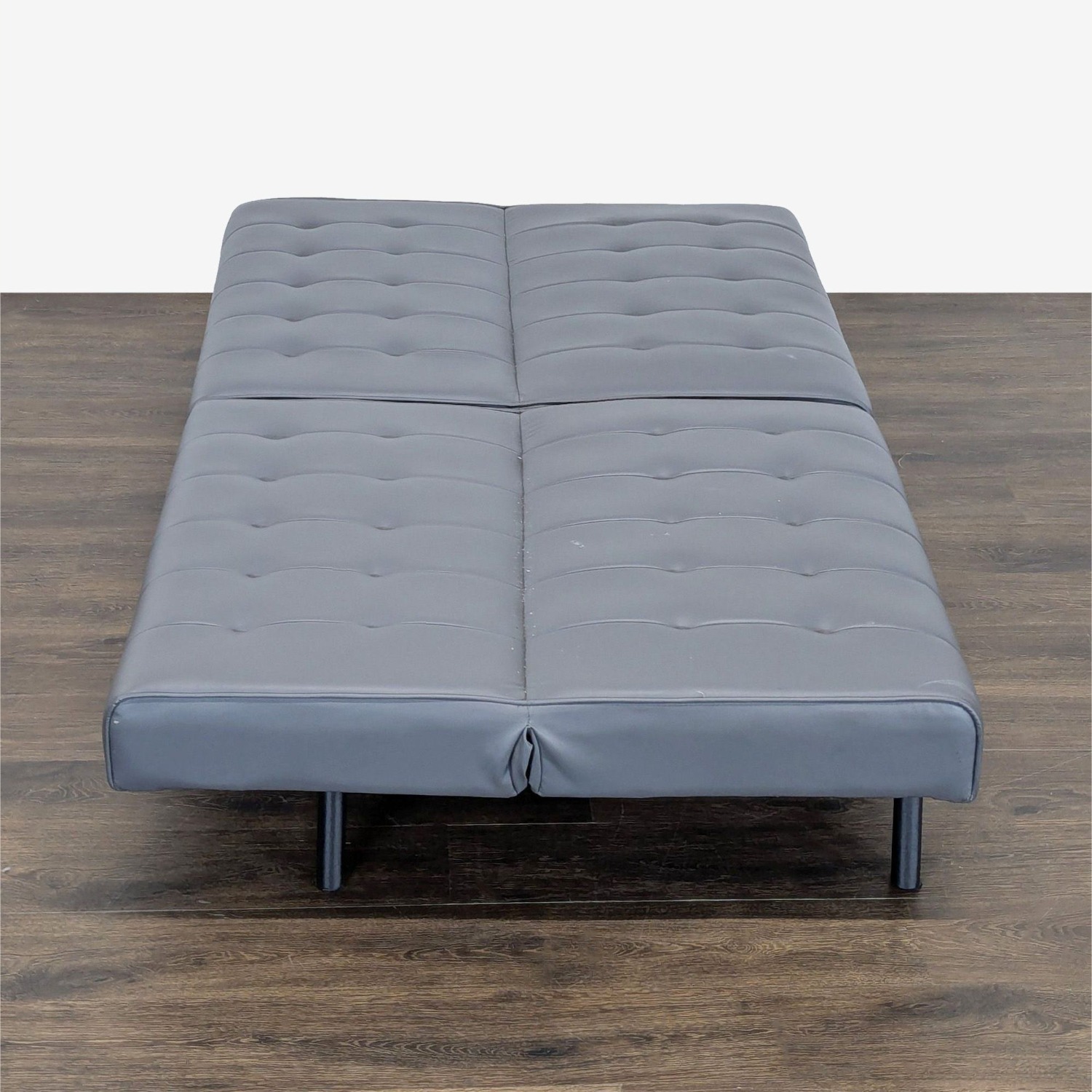 Modern Gray Faux Leather Sleeper Sofa - image-6