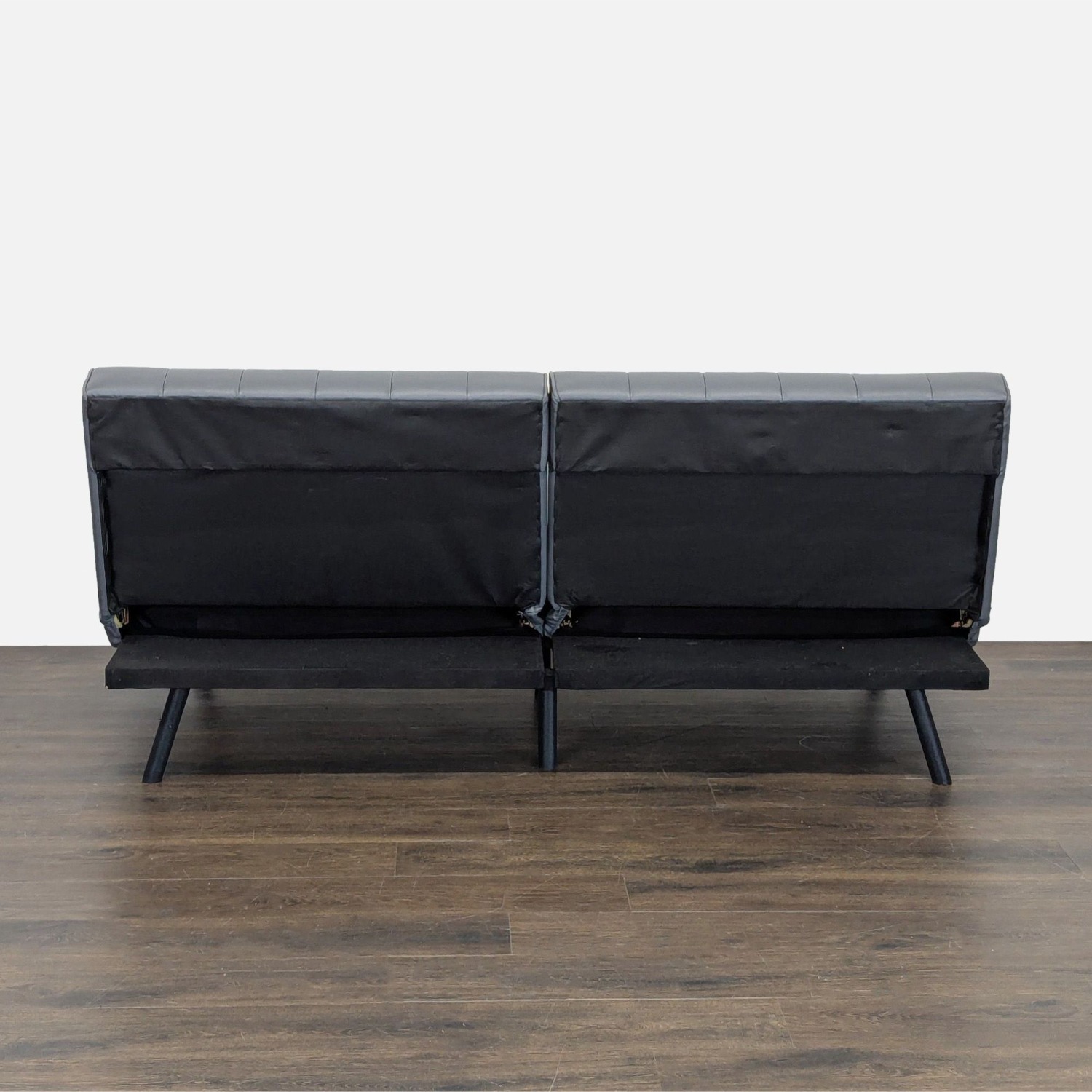 Modern Gray Faux Leather Sleeper Sofa - image-7