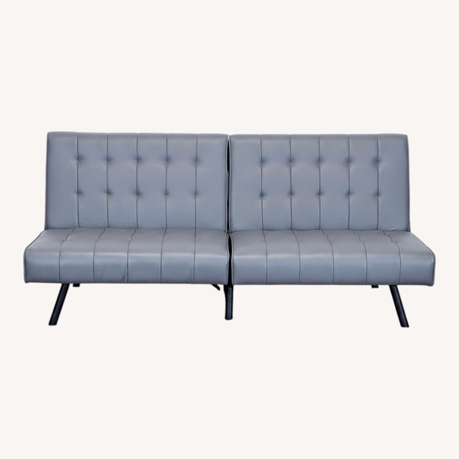 Modern Gray Faux Leather Sleeper Sofa - image-0