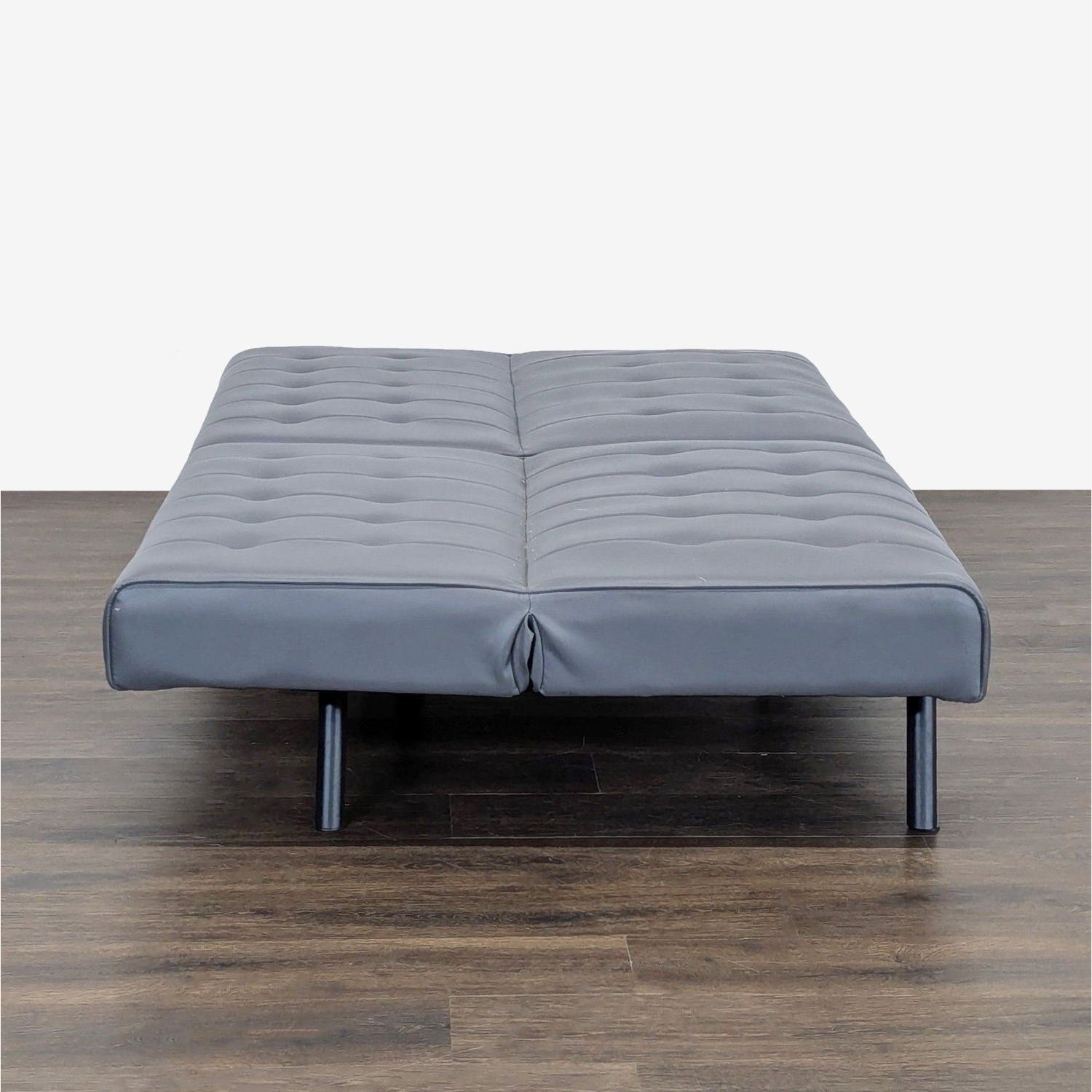 Modern Gray Faux Leather Sleeper Sofa - image-5