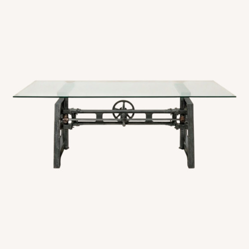 Used Arhaus Industrial Crank Desk with Glass Top for sale on AptDeco