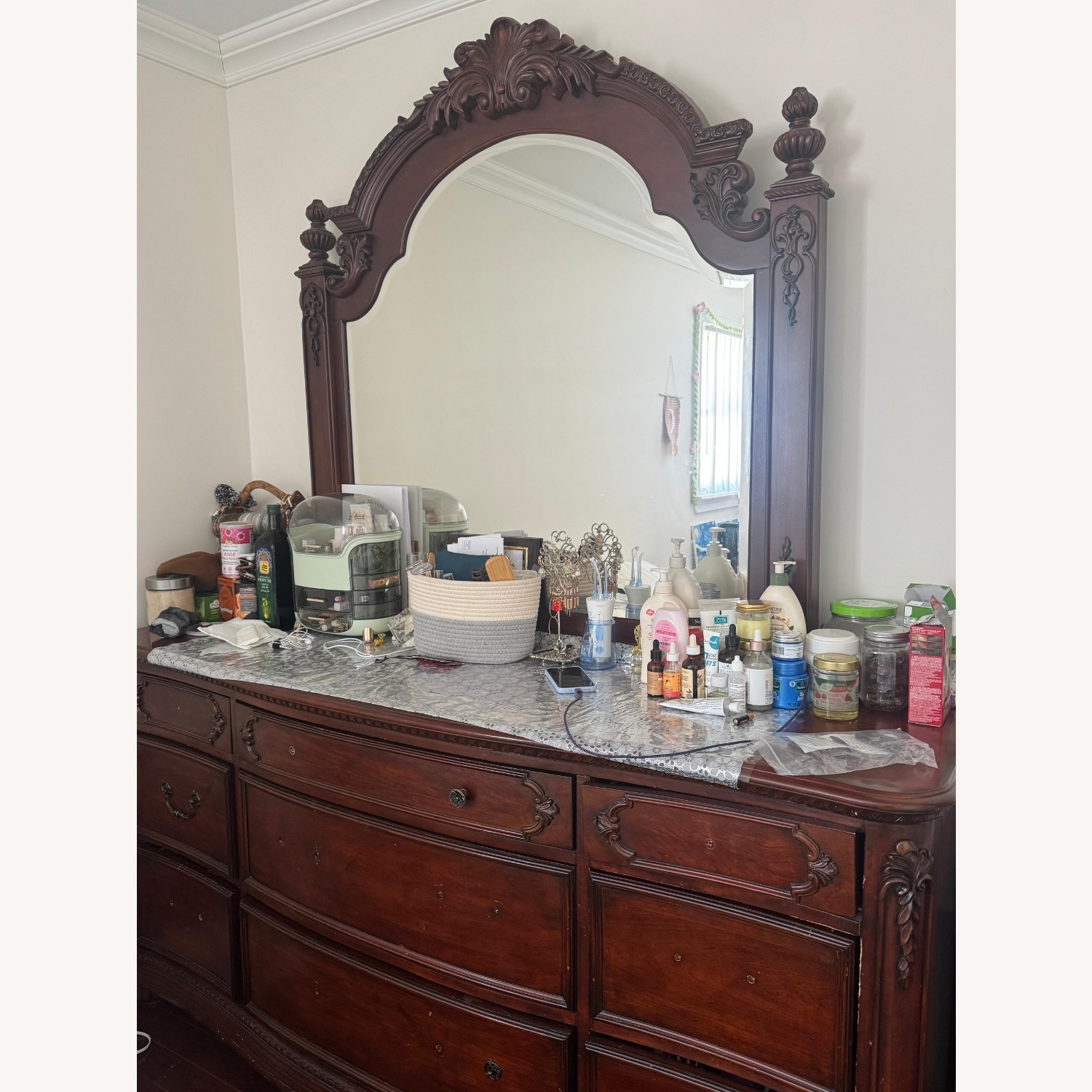 Solid Furn Dark Brown Wood Dresser - image-2