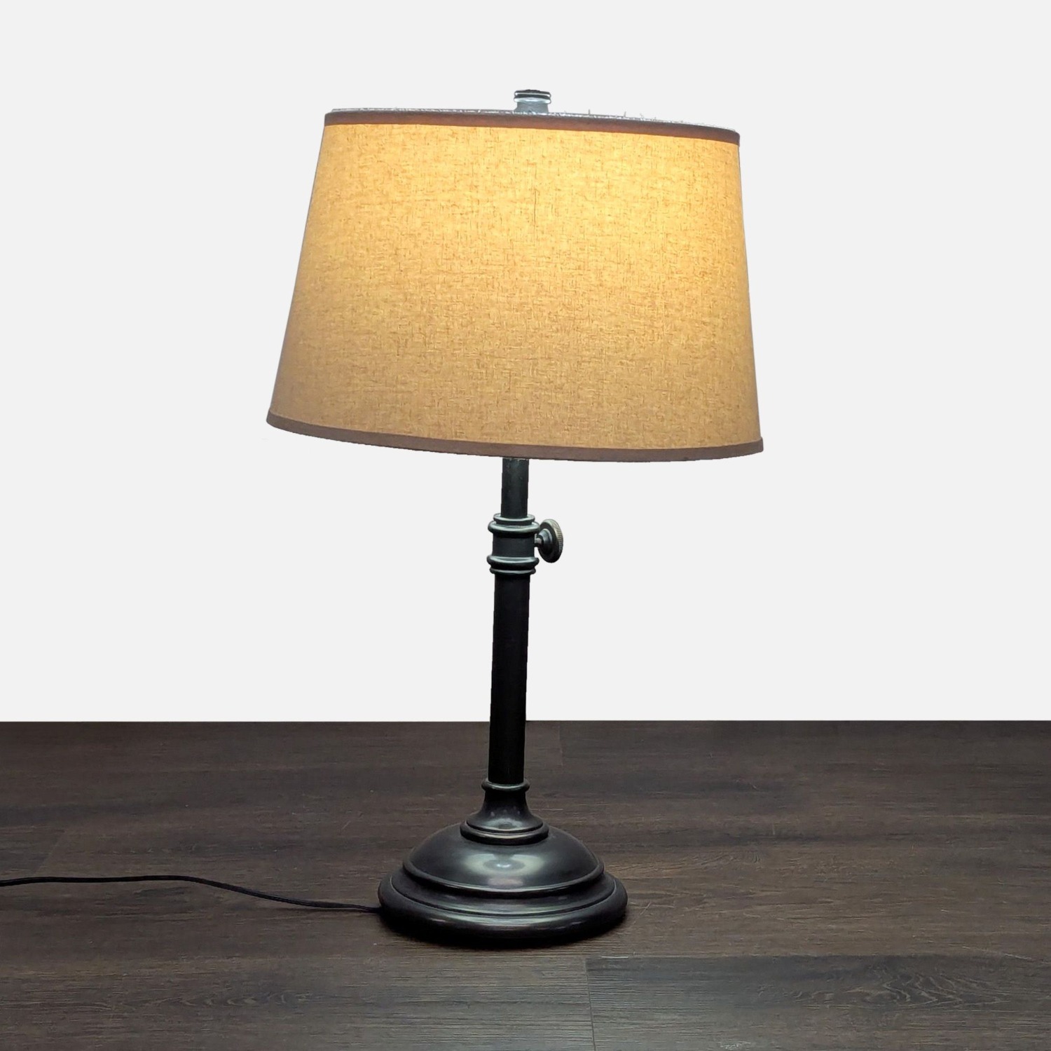Classic Adjustable Table Lamp with Beige Fabric - image-2