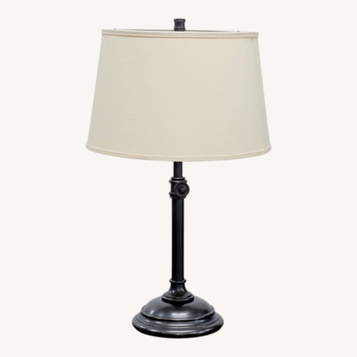 Used Classic Adjustable Table Lamp with Beige Fabric for sale on AptDeco