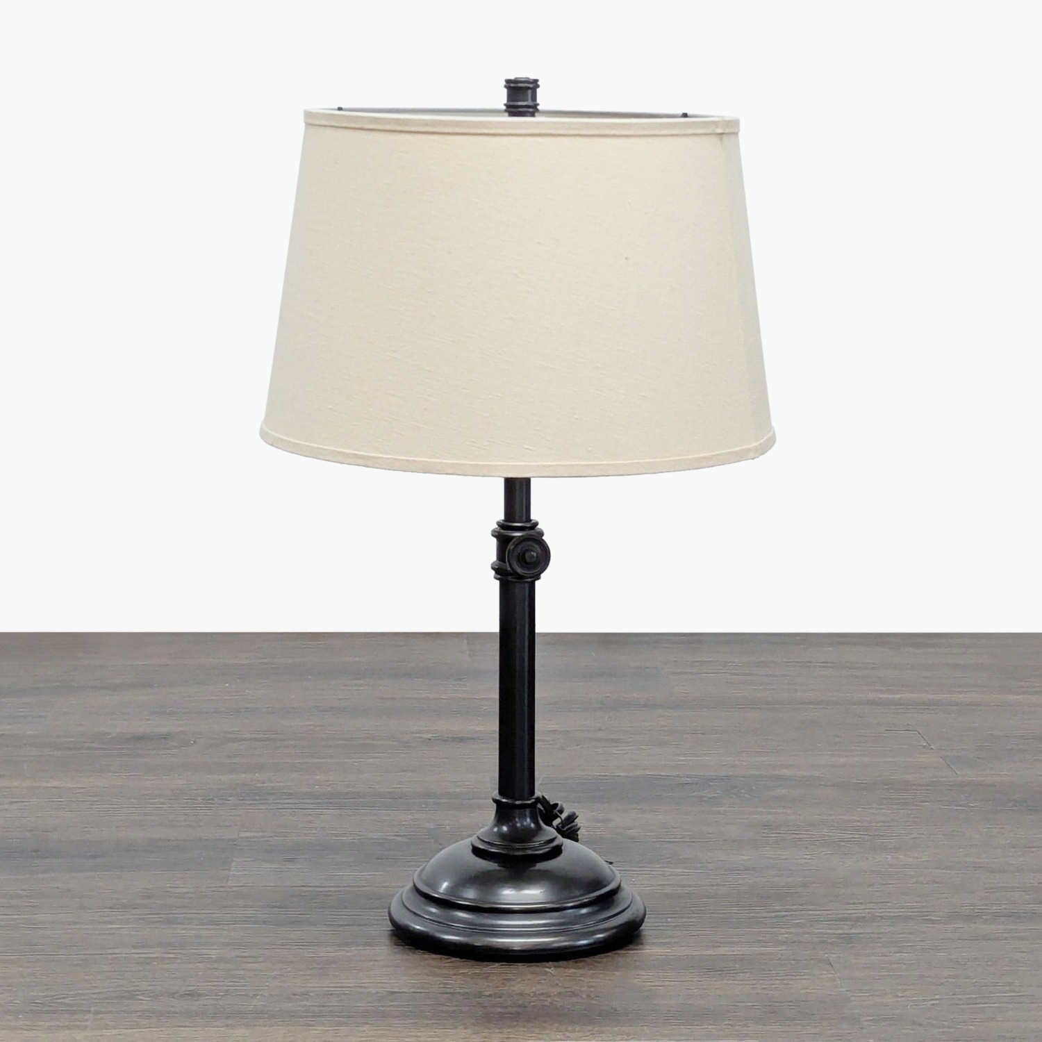 Classic Adjustable Table Lamp with Beige Fabric - image-1