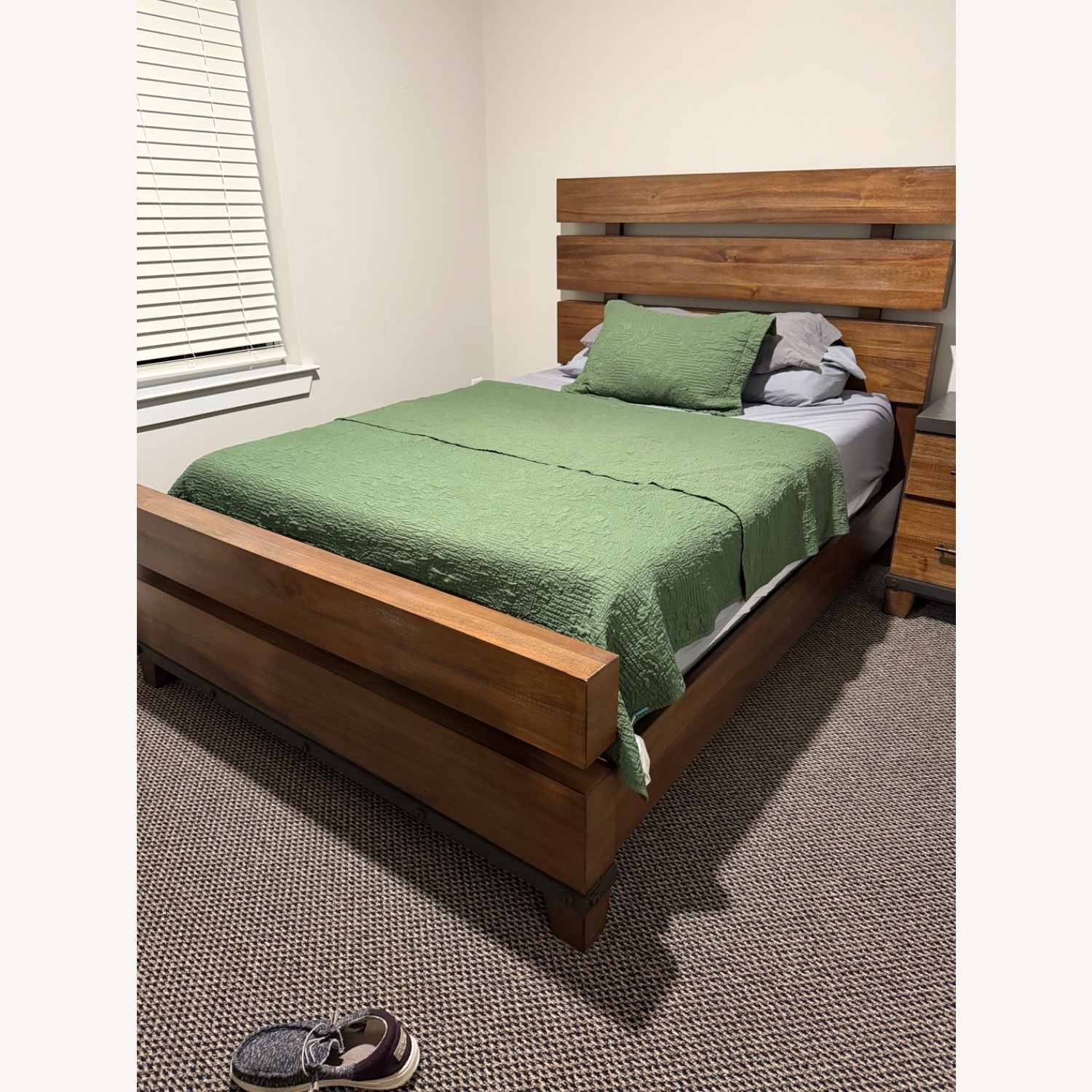 Raymour & Flanigan Santa Cruz Dark Brown Wood Queen Bed - image-1