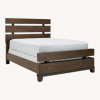 Raymour & Flanigan Santa Cruz Dark Brown Wood Queen Bed