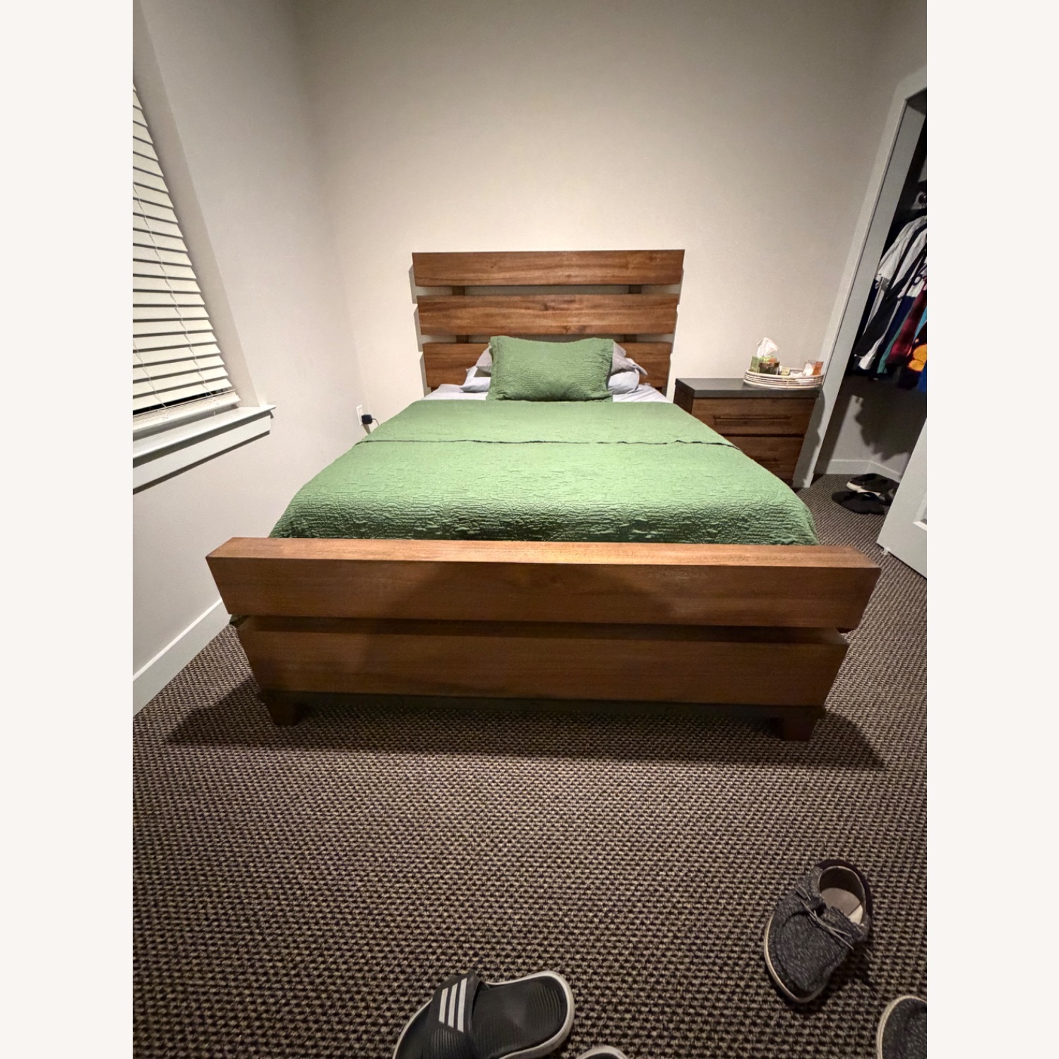 Raymour & Flanigan Santa Cruz Dark Brown Wood Queen Bed - image-2