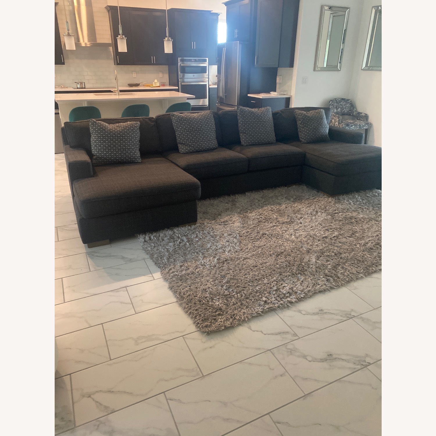 Max Home Dark Gray Fabric 3+ Piece Sectional - image-1