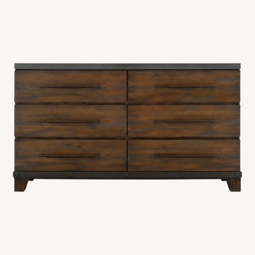 Used Raymour & Flanigan Santa Cruz Dark Brown Wood Dresser for sale on AptDeco