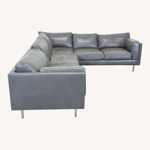 Used BenchMade Modern Skinny Fat Gray Leather Sectional for sale on AptDeco