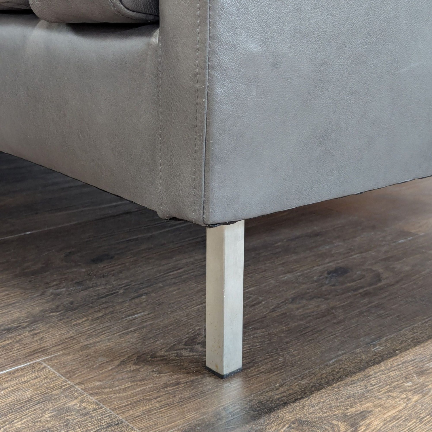 BenchMade Modern Skinny Fat Gray Leather Sectional - image-6