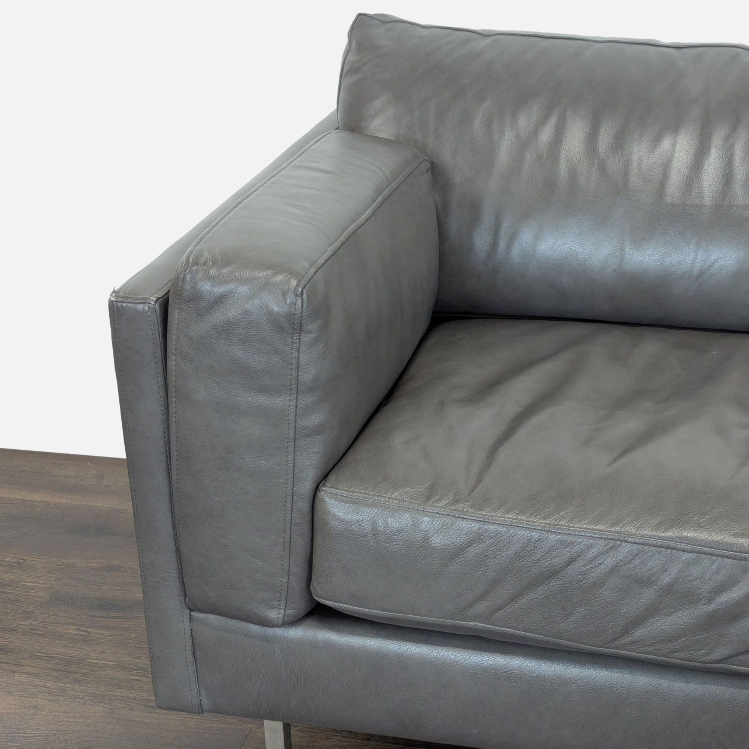 BenchMade Modern Skinny Fat Gray Leather Sectional - image-5