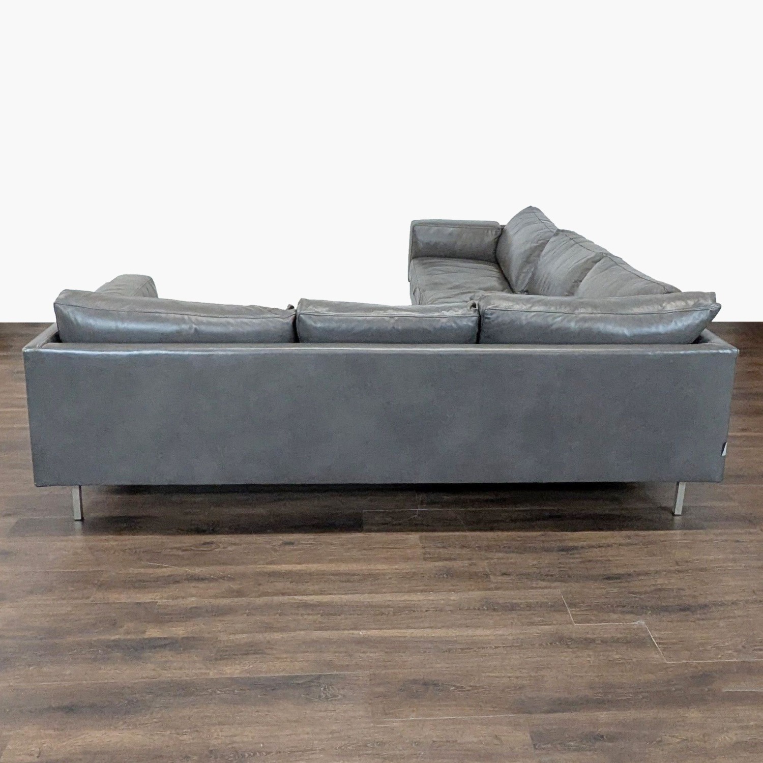 BenchMade Modern Skinny Fat Gray Leather Sectional - image-3