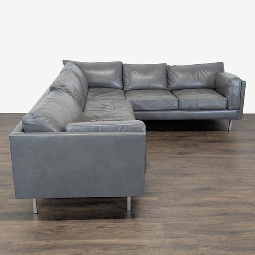 Used BenchMade Modern Skinny Fat Gray Leather Sectional for sale on AptDeco