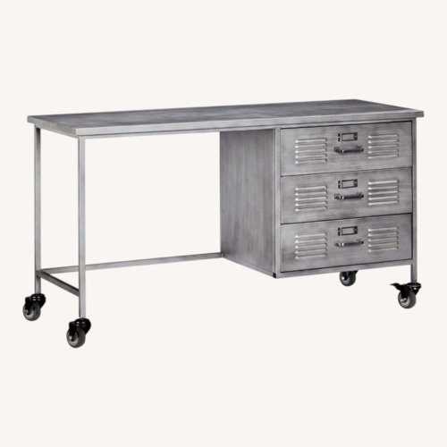 Used Pottery Barn Locker Storage Desk on Casters for sale on AptDeco