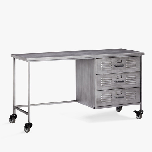 Used Pottery Barn Locker Storage Desk on Casters for sale on AptDeco