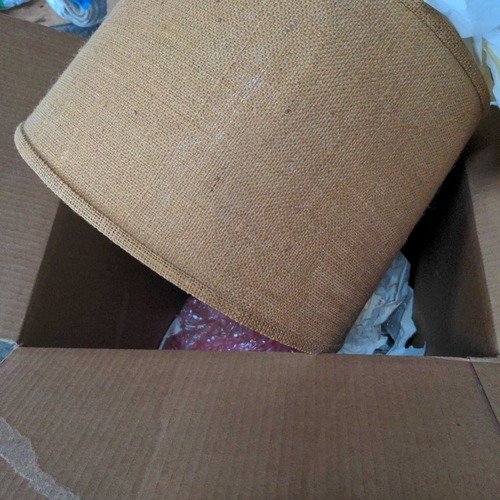 Used Modern Ceramic Table Lamp with Textured Brown for sale on AptDeco