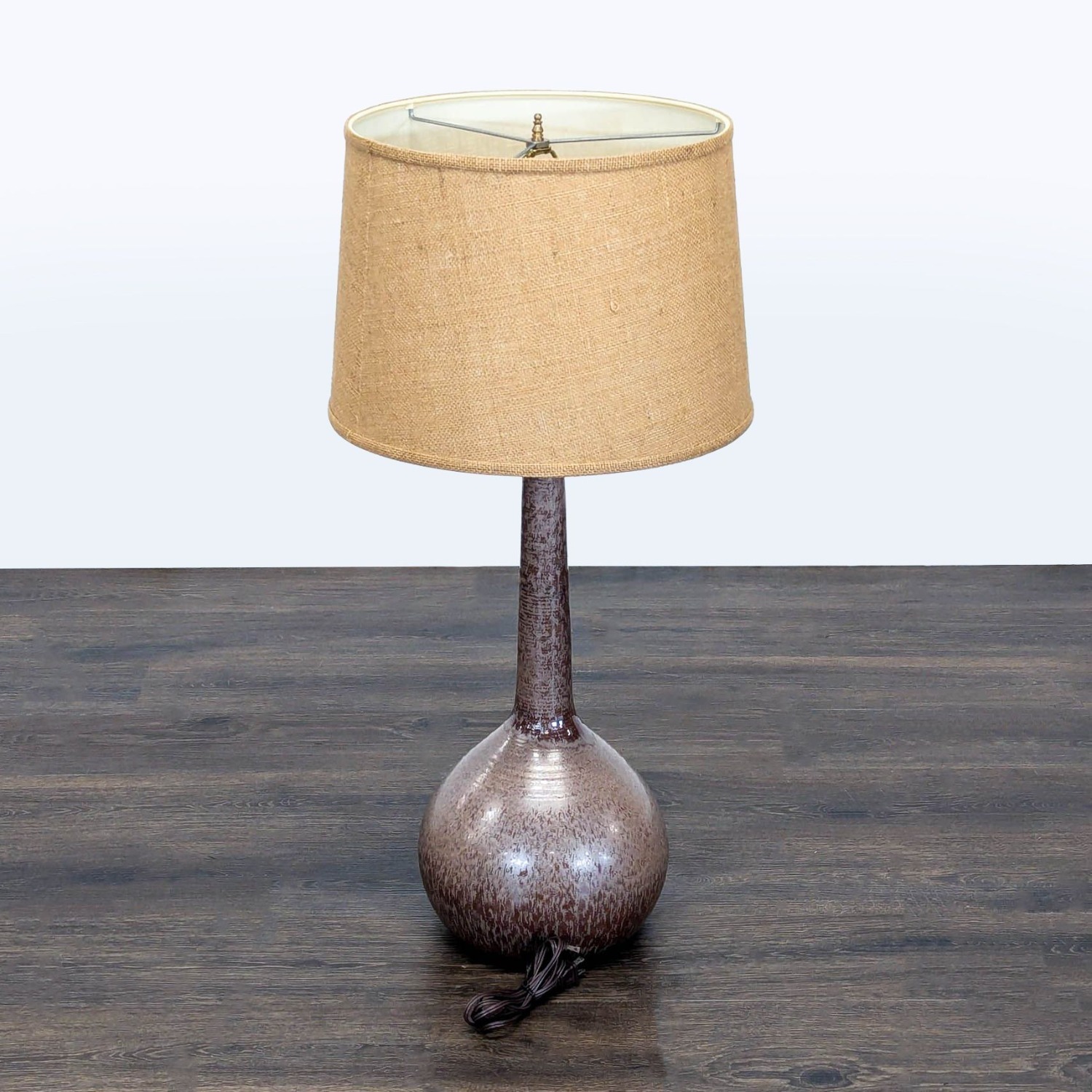 Modern Ceramic Table Lamp with Textured Brown - image-4