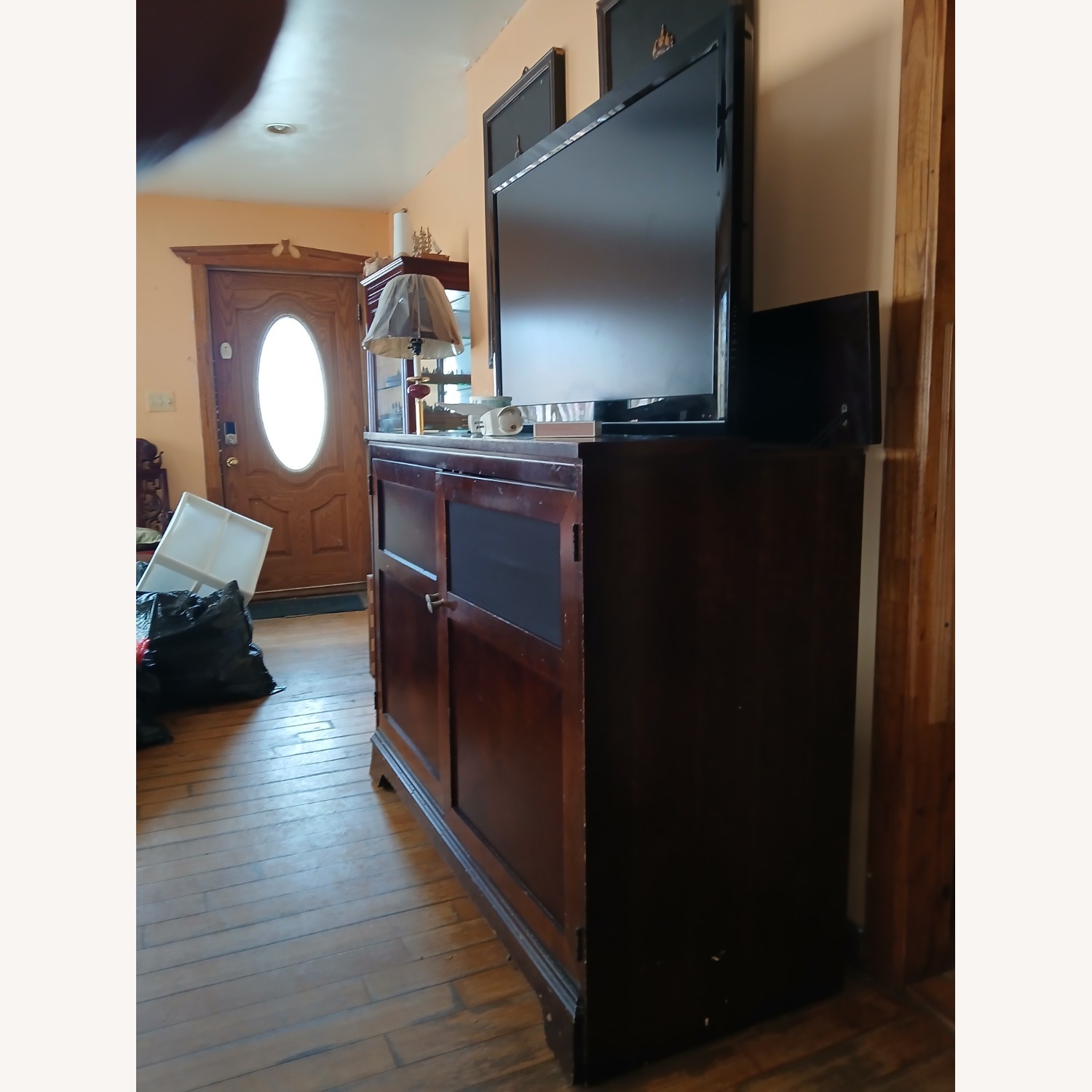 Houzz Dark Brown Wood Media Storage - image-1