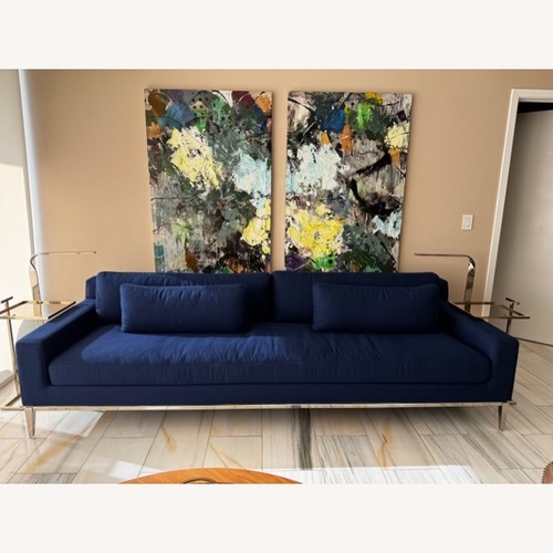 Used Restoration Hardware Blue Linen 3+ Seater Sofa for sale on AptDeco