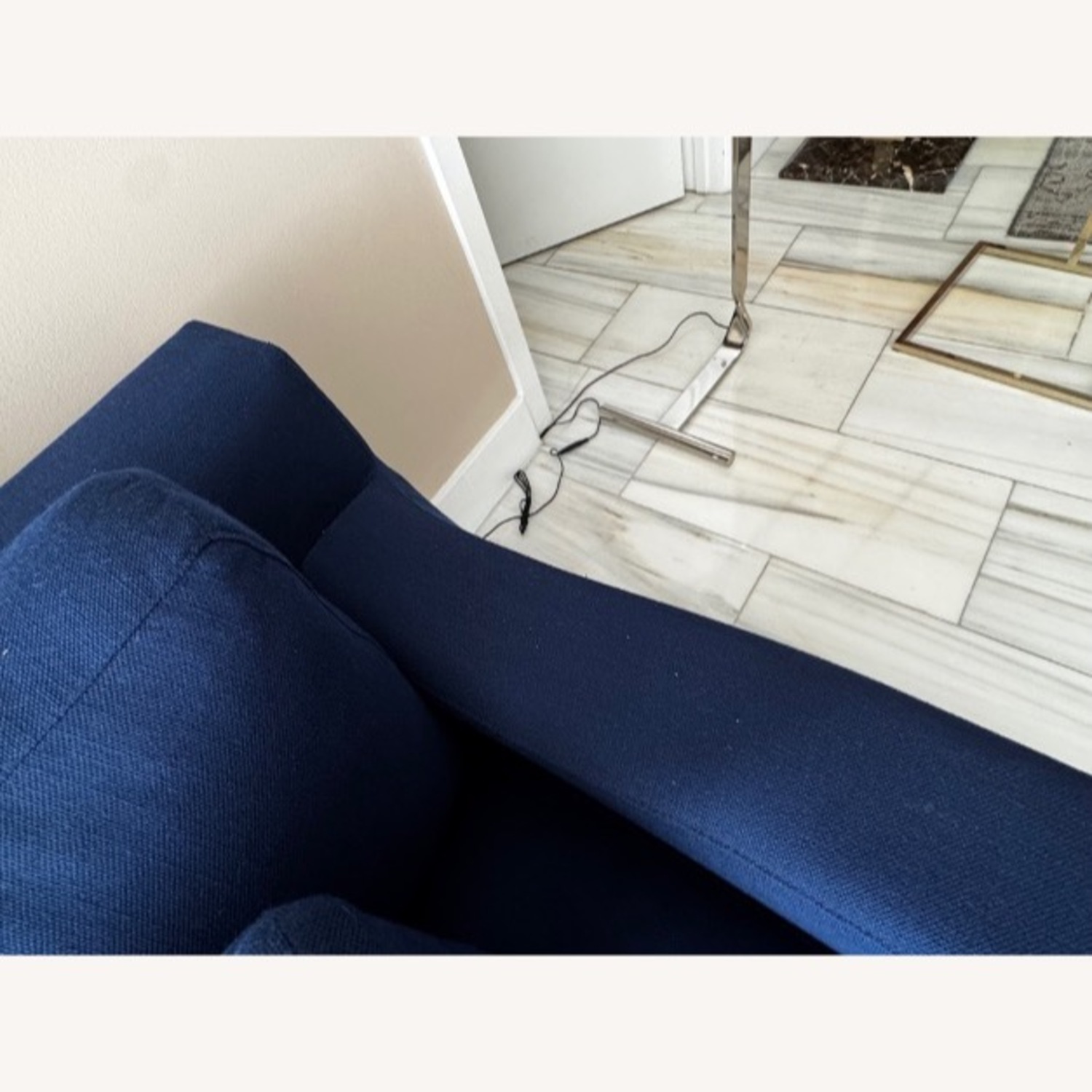 Restoration Hardware Blue Linen 3+ Seater Sofa - image-4