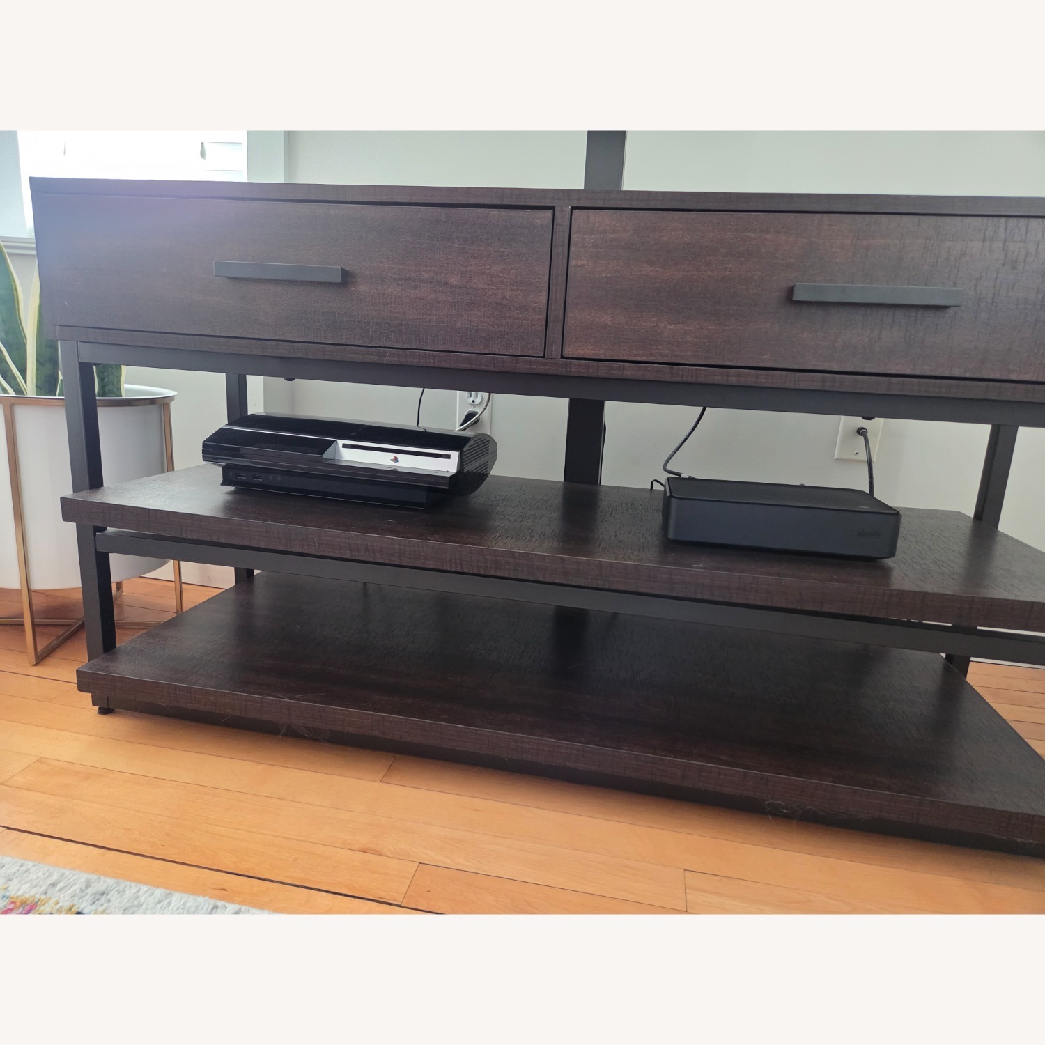Target Dark Brown Wood Media Storage - image-3