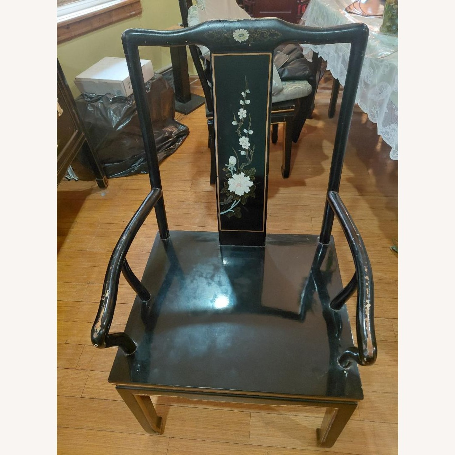 Asian Furniture Black Wood Dining Chair - image-1