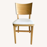Wood Dining Chairs with White Leather Seats