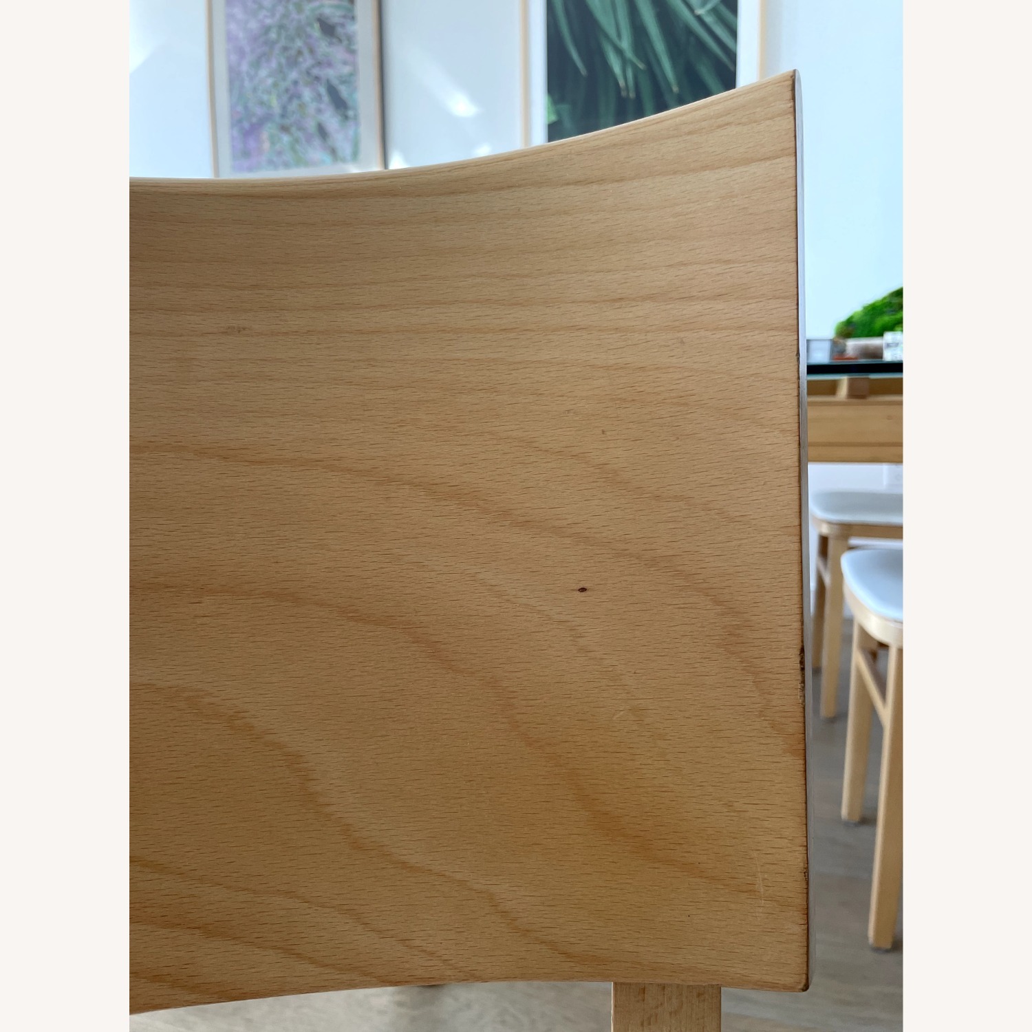 Wood Dining Chairs with White Leather Seats - image-1