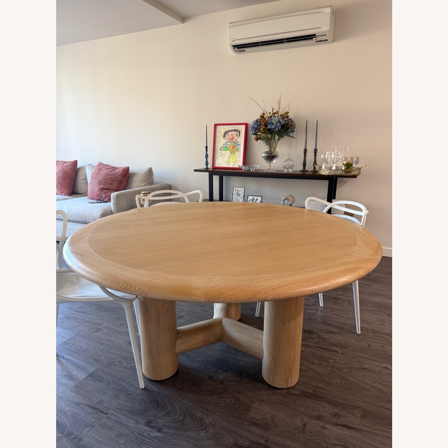 Crate & Barrel Henrik 60" Natural Oak Wood Round Dining Table - image-3