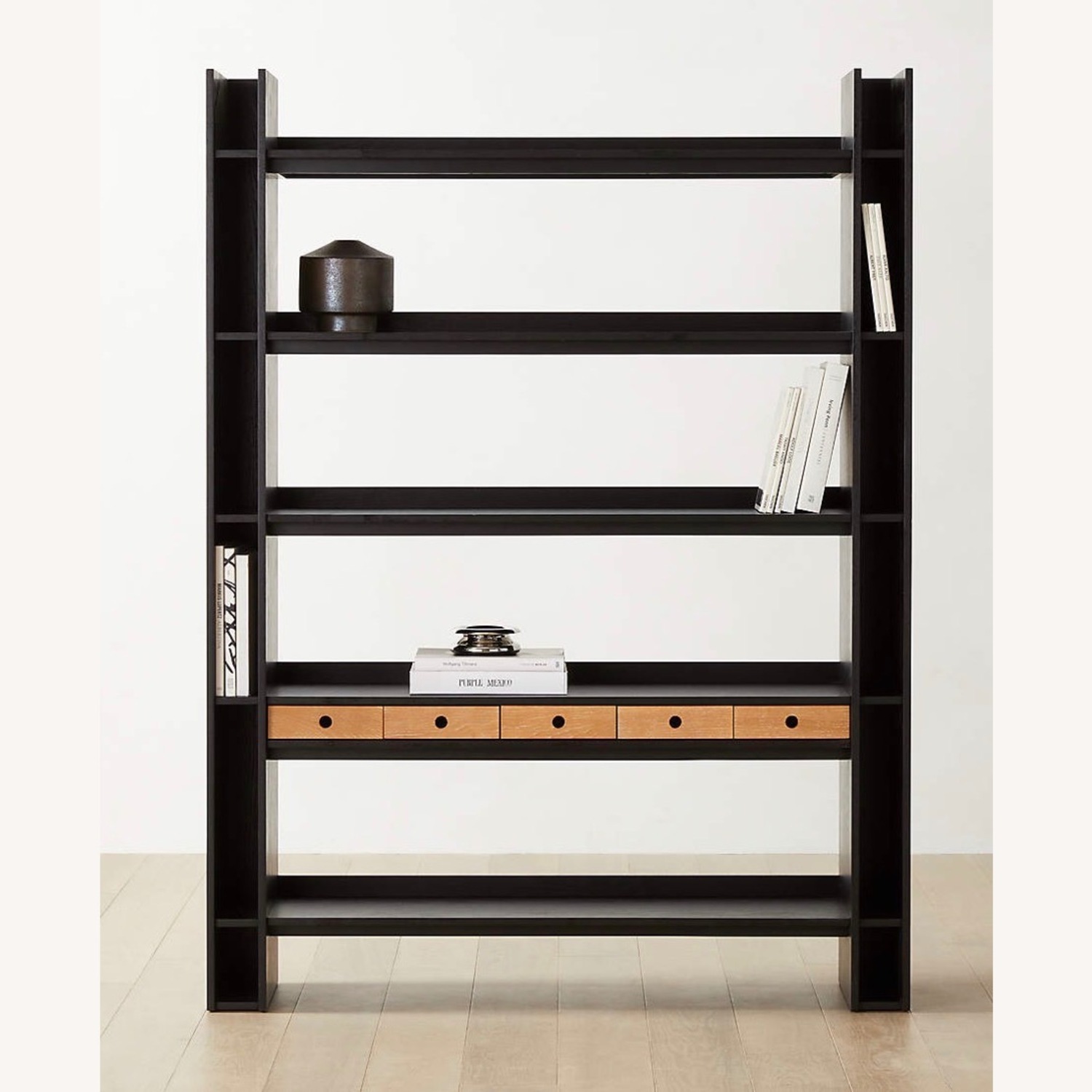 CB2 Gainfranco Frattini Black Oak Bookcases - image-1