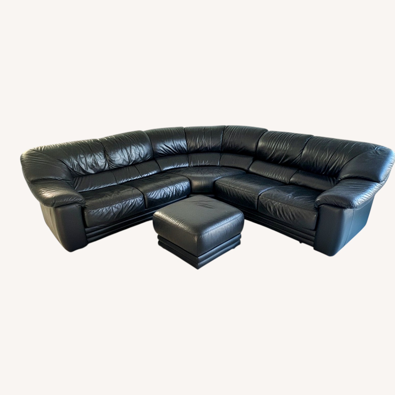 Natuzzi Black Leather 3+ Piece Sectional - image-0