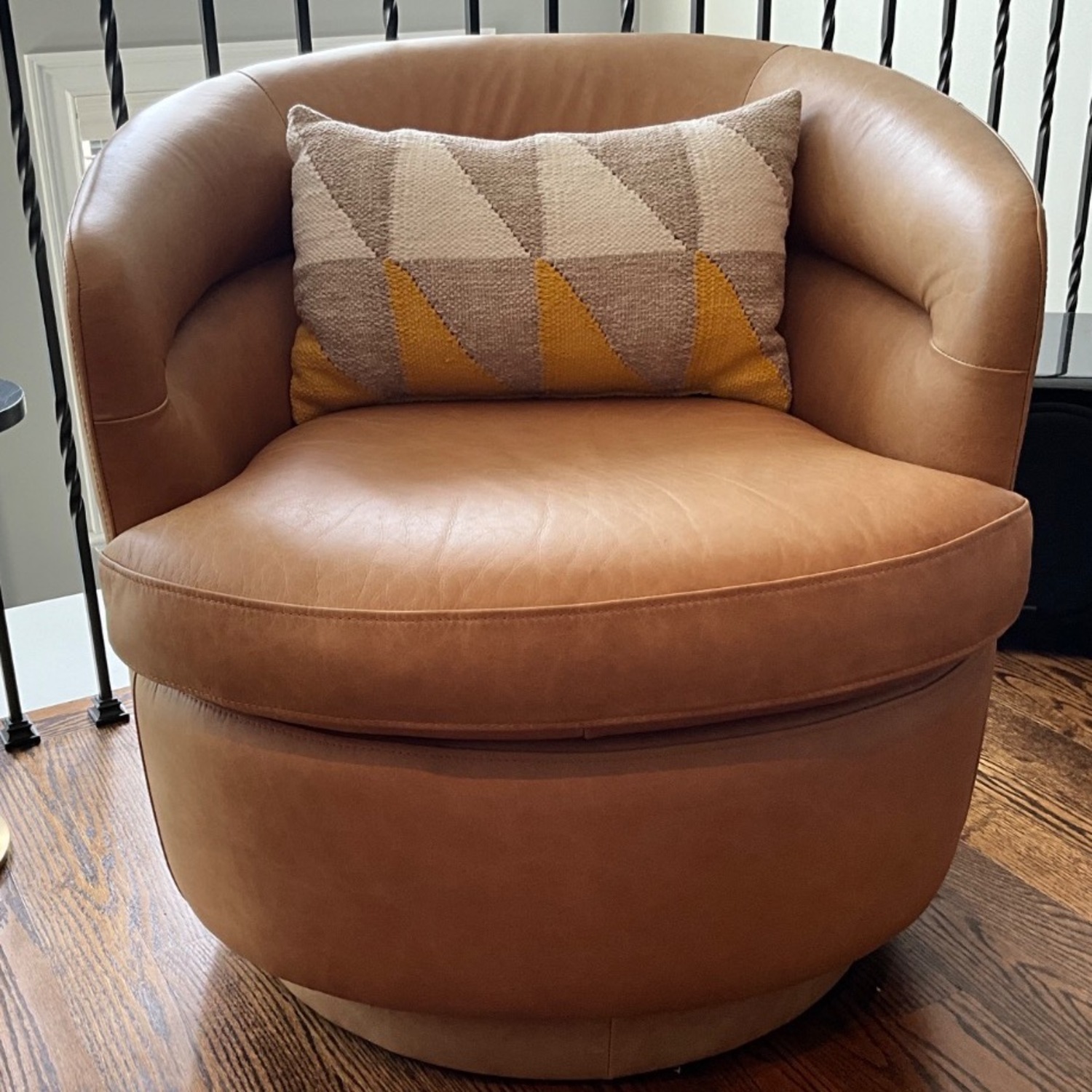 West Elm Viv Leather Swivel Chair - image-2