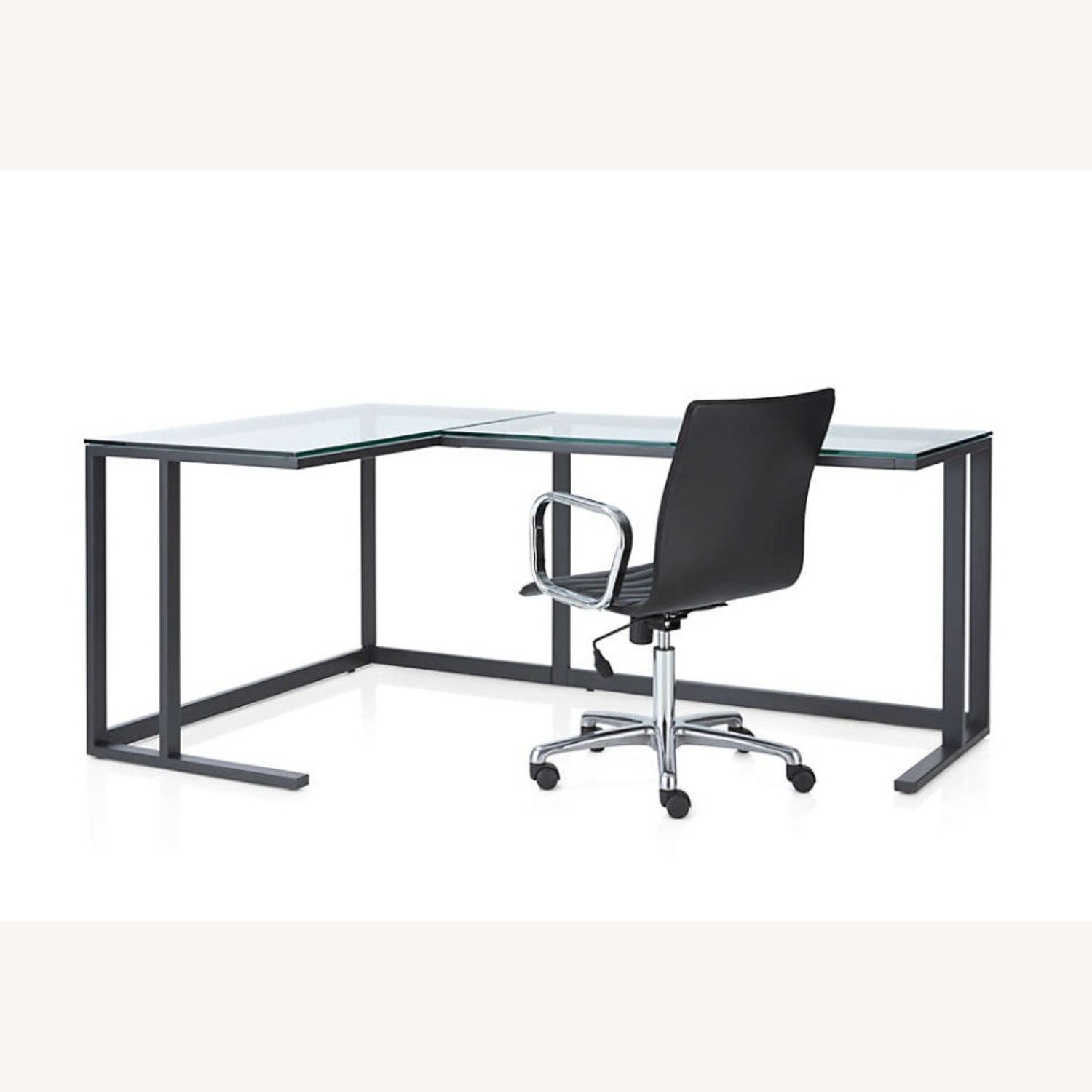 Crate & Barrel Pilsen Dark Gray Glass Desk - image-4