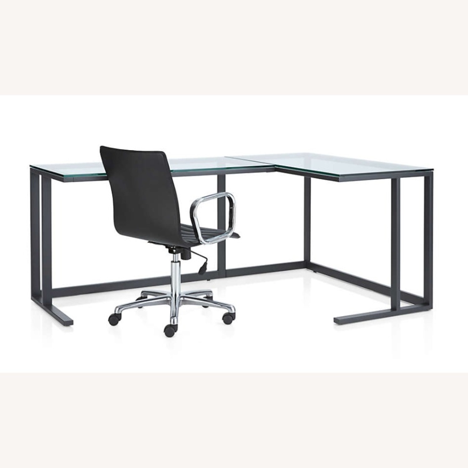 Crate & Barrel Pilsen Dark Gray Glass Desk - image-7